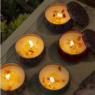 Set de 12 Velas Aromáticas de Soya Premium en Contenedores  Reutilizables Mandalas, 100% Naturales - Regala Relajación y Bienestar