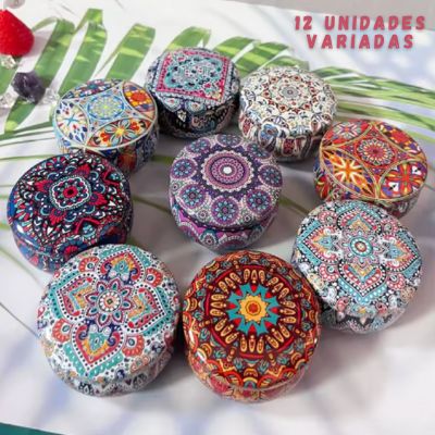 Set de 12 Velas Aromáticas de Soya Premium en Contenedores  Reutilizables Mandalas, 100% Naturales - Regala Relajación y Bienestar