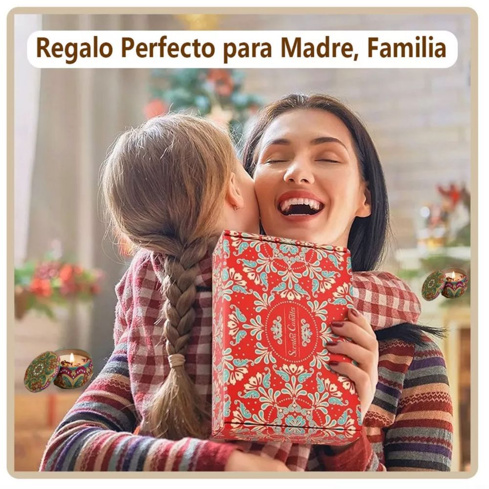 NUEVO DISEÑO de 6 Velas Aromáticas de Soya Premium en Contenedores  Reutilizables Mandalas, 100% Naturales - Regala Relajación y Bienestar